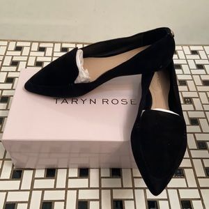 Taryn Rose Faye Black Suede Flats Size 10